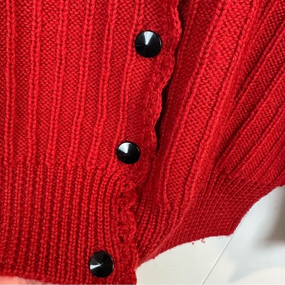 Vintage Herman Geist 100% Wool Red Brown Tan Hand Embroidered Cardigan Size M - Picture 12 of 13